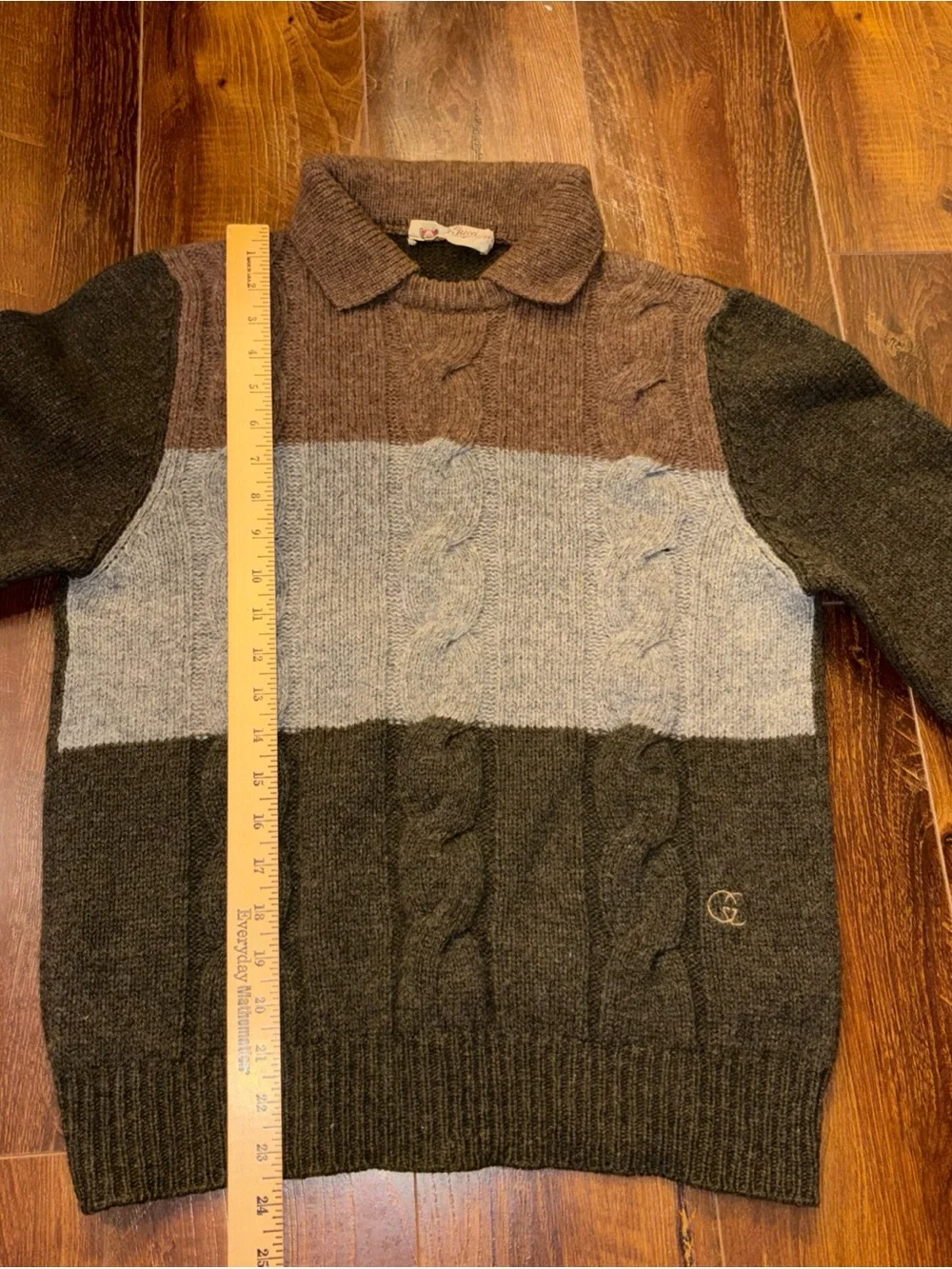 Vintage 70s Gucci Women's Brown & Gray Polo Sweater - Size Measured